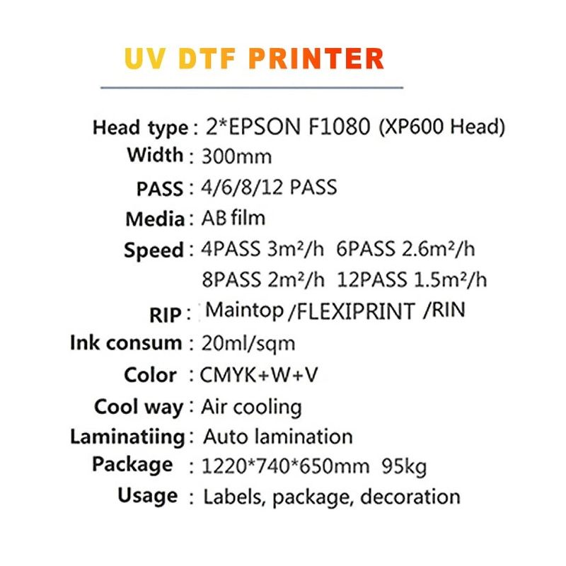 고해상도 UV DTF 프린터 병 아크릴 플라스틱을 위한 300mm UV DTF 기계