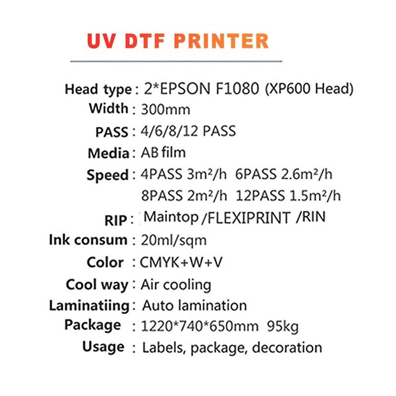 300mm 너비 UV DTF 프린터
