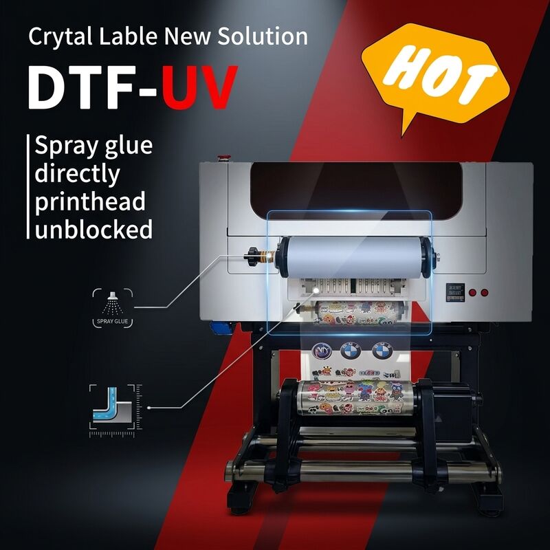 30CM UV DTF 롤 프린터 듀얼 헤드 병 아크릴 스티커 인쇄기